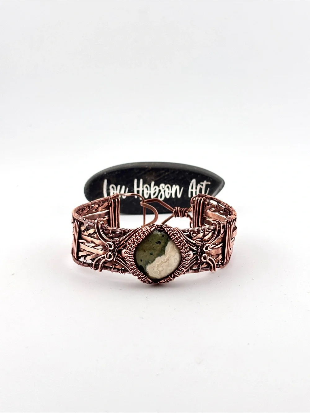 HANDMADE Jasper Wire Wrapped Copper Statement Bracelet, Unisex Jewelry Gift